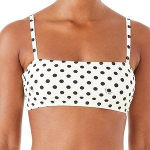 NWT Kate Spade Lia Logo Polka Dot Bikini Top White Black Spell Out Medium